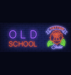 Old School Neon Text With Rose