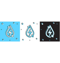 Set Water Energy Icon Isolated On Blue And White