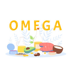 Omega Food Ingredients Vitamins Concept Raw