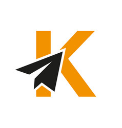 Letter K Travel Logo Concept With Paper Plane