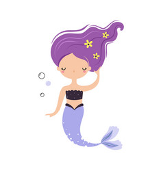 Mermaid With Purple Hair Floating Underwater