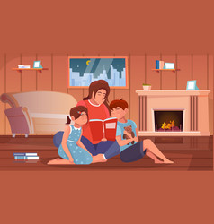 Mother Reading Book To Children