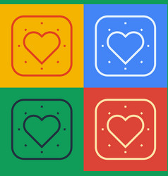 Pop Art Line Heart Icon Isolated On Color