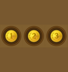 Set Of Gold Medals With Numbers 1 2 And 3