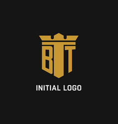 Bt Initial Logo With Shield And Crown Style