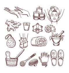 Doodle Pictures Set For Relaxing Or Massage Spa