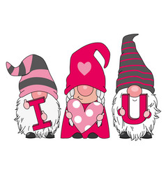 Cute Sant Valentine Gnomes Isolated