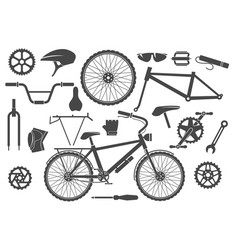 Set icons bicycle biking bike parts Royalty Free Vector