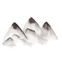 Black Chinese Ink Foggy Mountains