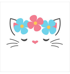 Cute Cat Face Decorate The Head With Colorful