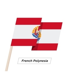 French Polynesia Ribbon Waving Flag Isolated