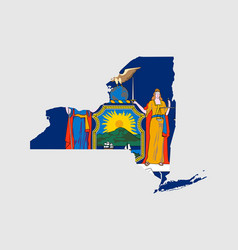 New York State Map Flag Map Of Ny Usa Banner Map