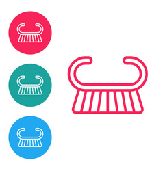 Red Line Pedicure Brush Or Grater Icon Isolated