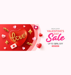 Valentines Day Sale Banner Template With 3d