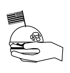 Hand Holding Burger And American Flag