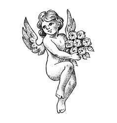 Cute Angel With Flowers Small Aesthetic Cupid