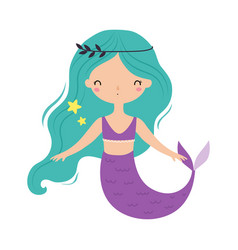 Mermaid With Turquois Hair Floating Underwater