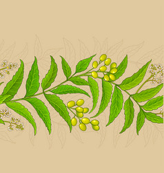 Neem Branches Pattern On Color Background