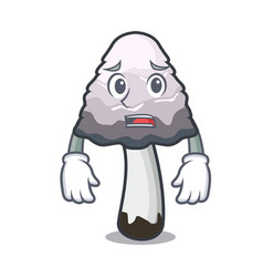 Afraid Shaggy Mane Mushroom Mascot Cartoon