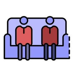 People In Sofa Icon Color Outline