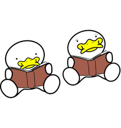 Learning Cute Baby Duck Character Cartoon Sitting