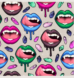 Seamless Pattern With Crystals And Lips