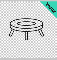 Black Line Jumping Trampoline Icon Isolated