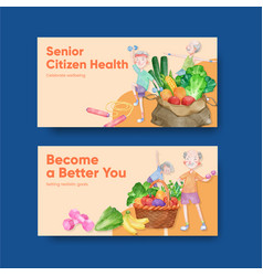 Twitter Template With Senior Health Fitness