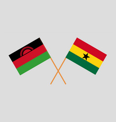 Crossed Flags Of Malawi And Ghana Official Colors