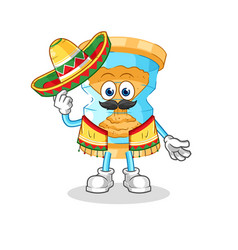 Hourglass Mexican Culture And Flag Cartoon Mascot