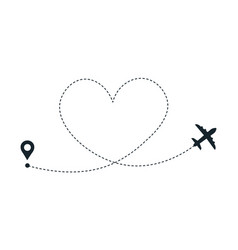 Love Plane Route Airplane Heart Line Path