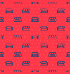 Blue Line Sofa Icon Isolated Seamless Pattern On