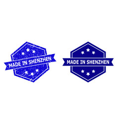 Hexagon Made In Shenzhen Stamp Seal With Distress