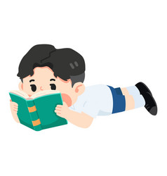 Cartoon Reading Boy Lying With Book