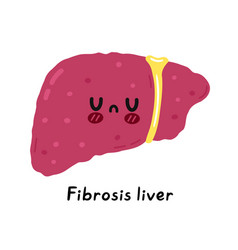 Cute Sad Sick Funny Liver Organ Fibrosis Character