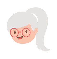 Elderly Woman Pony Tail Cartoon Isolated Design