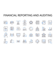 Financial Reporting And Auditing Line Icons