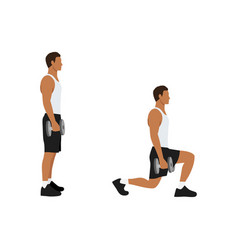 Man Doing Dumbbell Walking Lunges Exercise