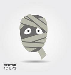 Scary Mummy Face Flat Silhouette Icon With Shadow