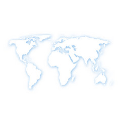 White World Map With Light Blue Shadow Made