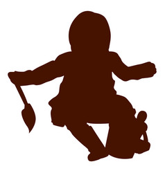 Baby Sitting With Toys Silhouette