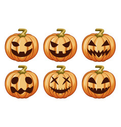 Set Of Halloween Pumpkins On White Background