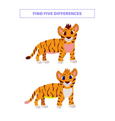 Find Five Differences Between Cartoon Tigers