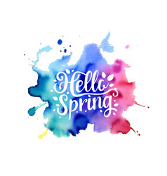 Hello Spring Paint Isolated White Background