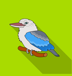 Kookaburra Sitting On Branch Icon In Flat Style