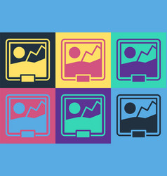 Pop Art Picture Icon Isolated On Color Background