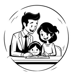 Happy Family Reading A Book At Home Black