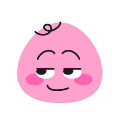 Pink Round Smiley Character Color Line Icon