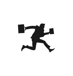 Running Businessman In Suit Holding Briefcase