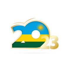 Year 2023 With Rwanda Flag Pattern